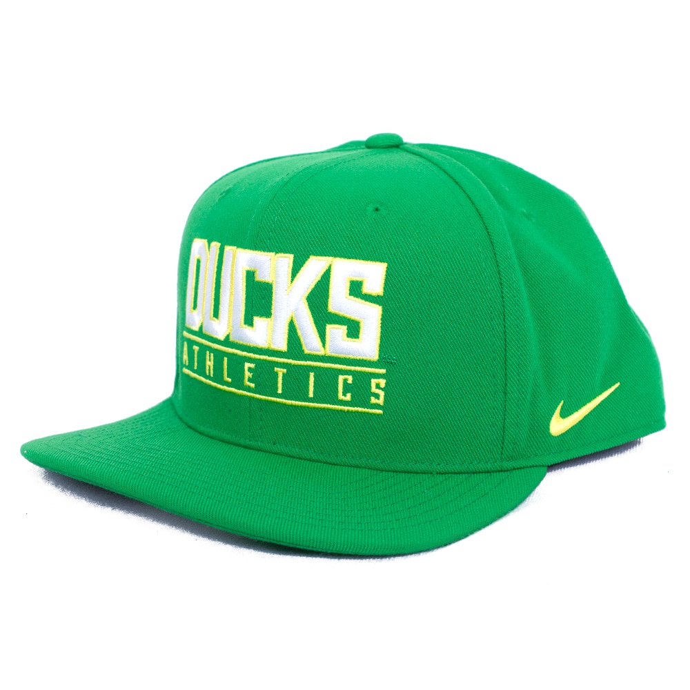 Classic Oregon O, Nike, Green, Flatbill, Polyester Blend, Accessories, Unisex, Pro, Athletics, Adjustable, Hat, 812081